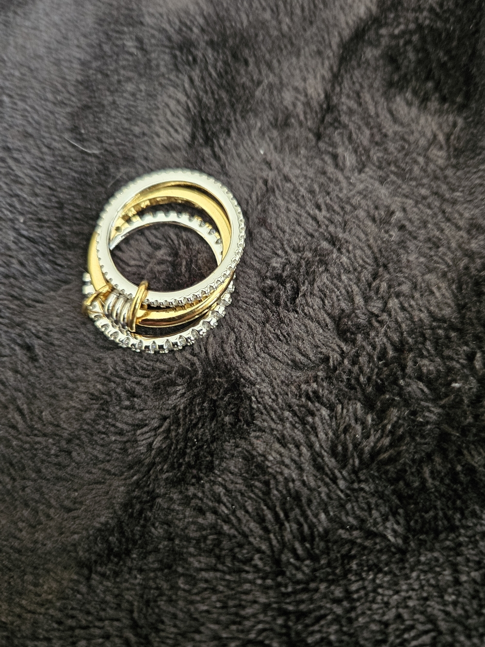 Two-Tone Gold and Silver Interlinked Women's Ring - Mixed Metal Stack